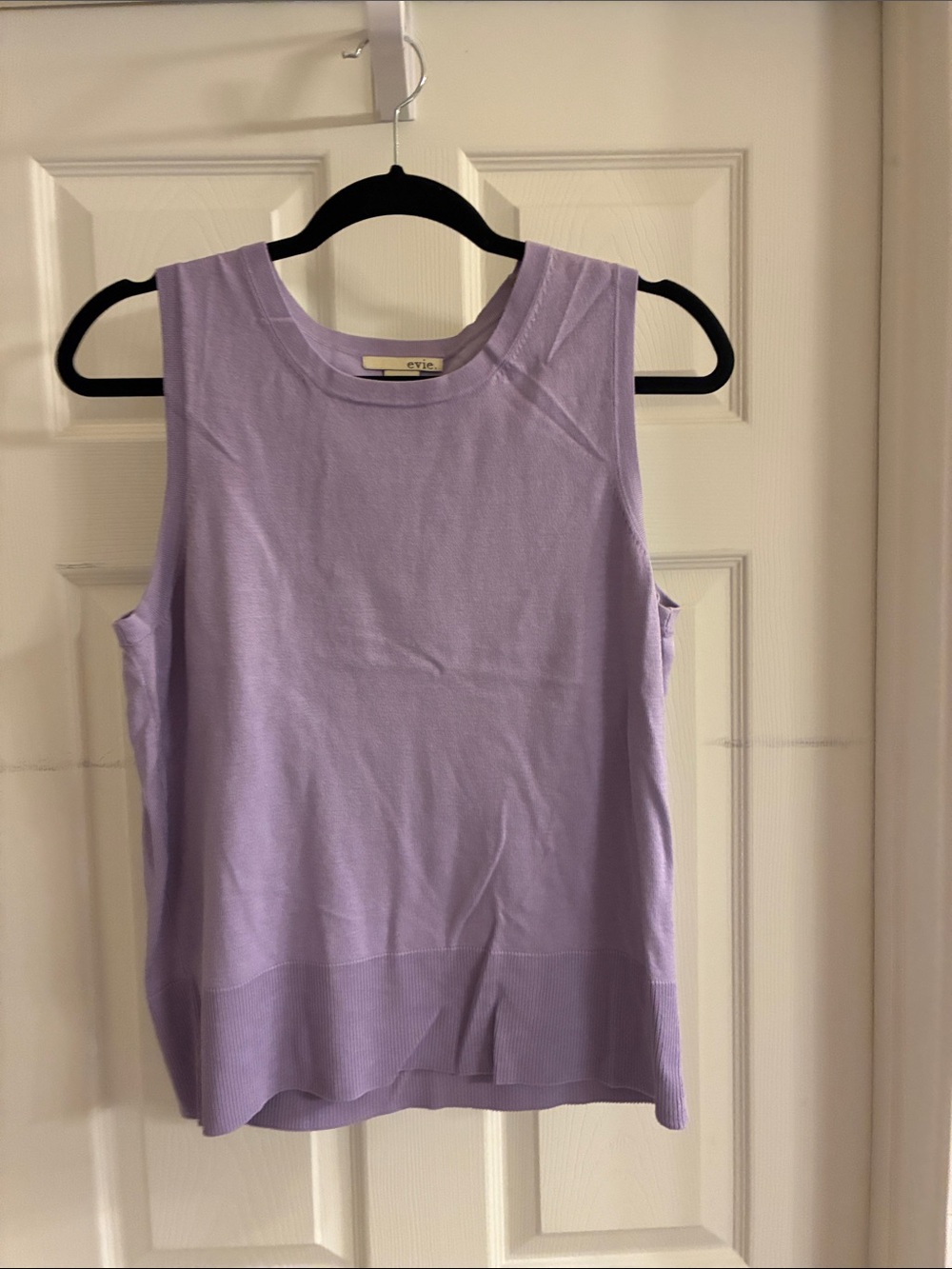EVIE Lavender Ribbed-Hem Sleeveless Knit Tank